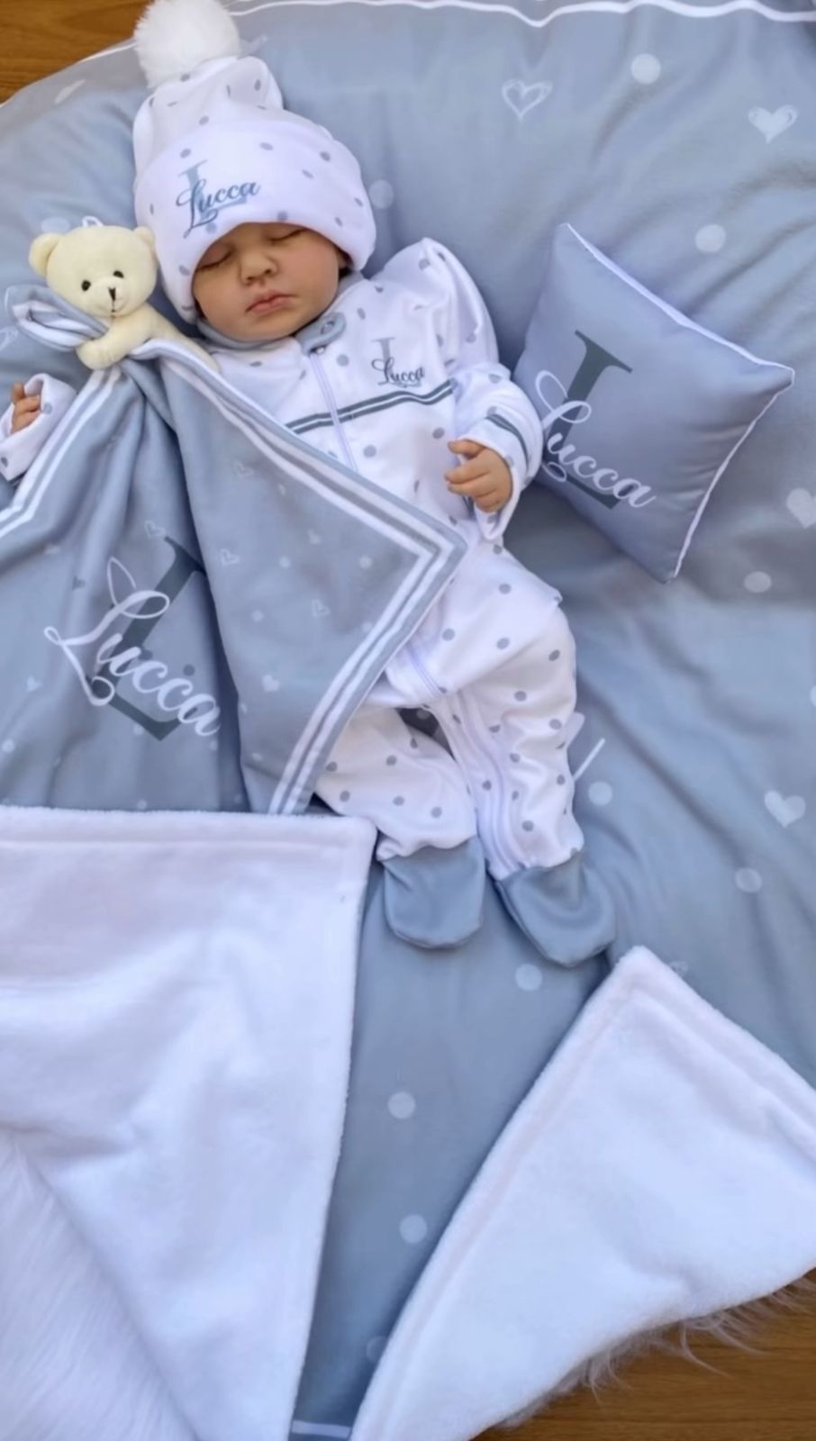 Kit Luxo LUCCA  -  Saída maternidade| Personalize Com o Nome do Seu Príncipe