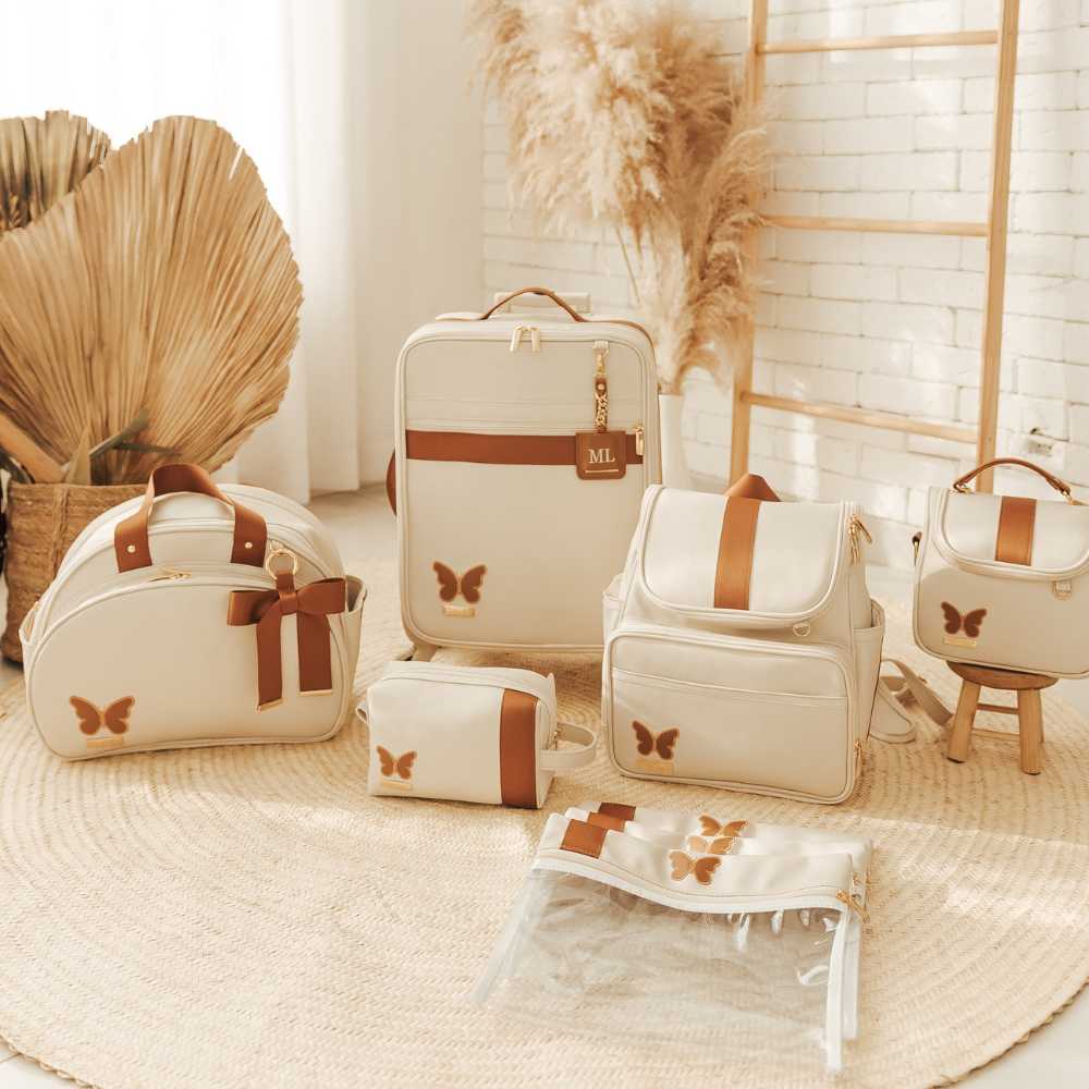 Kit Maternidade Borboleta - Bege | Caramelo